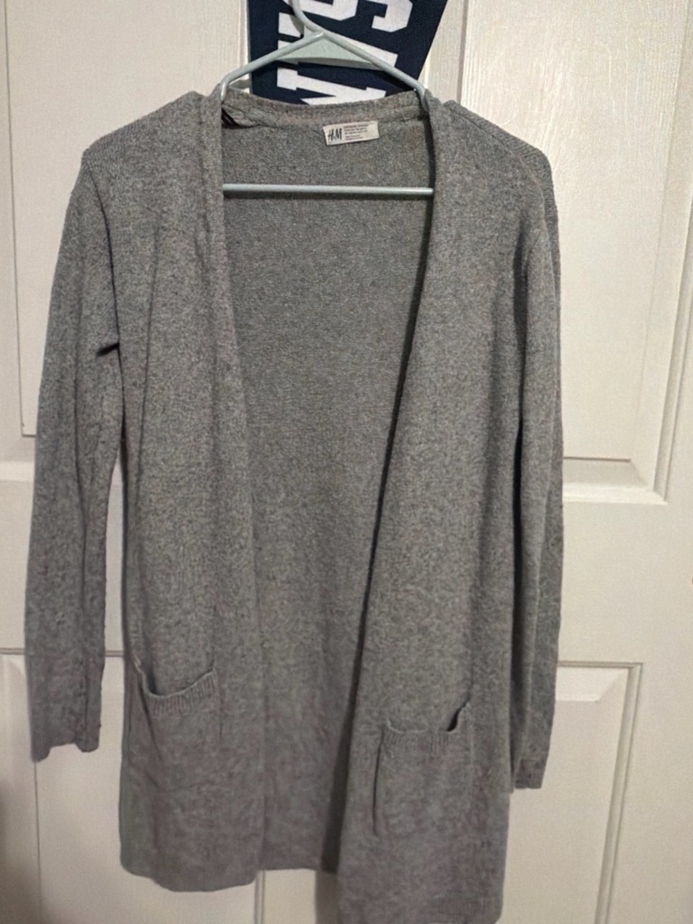 H&M Light Gray Open-Front Long Cardigan
